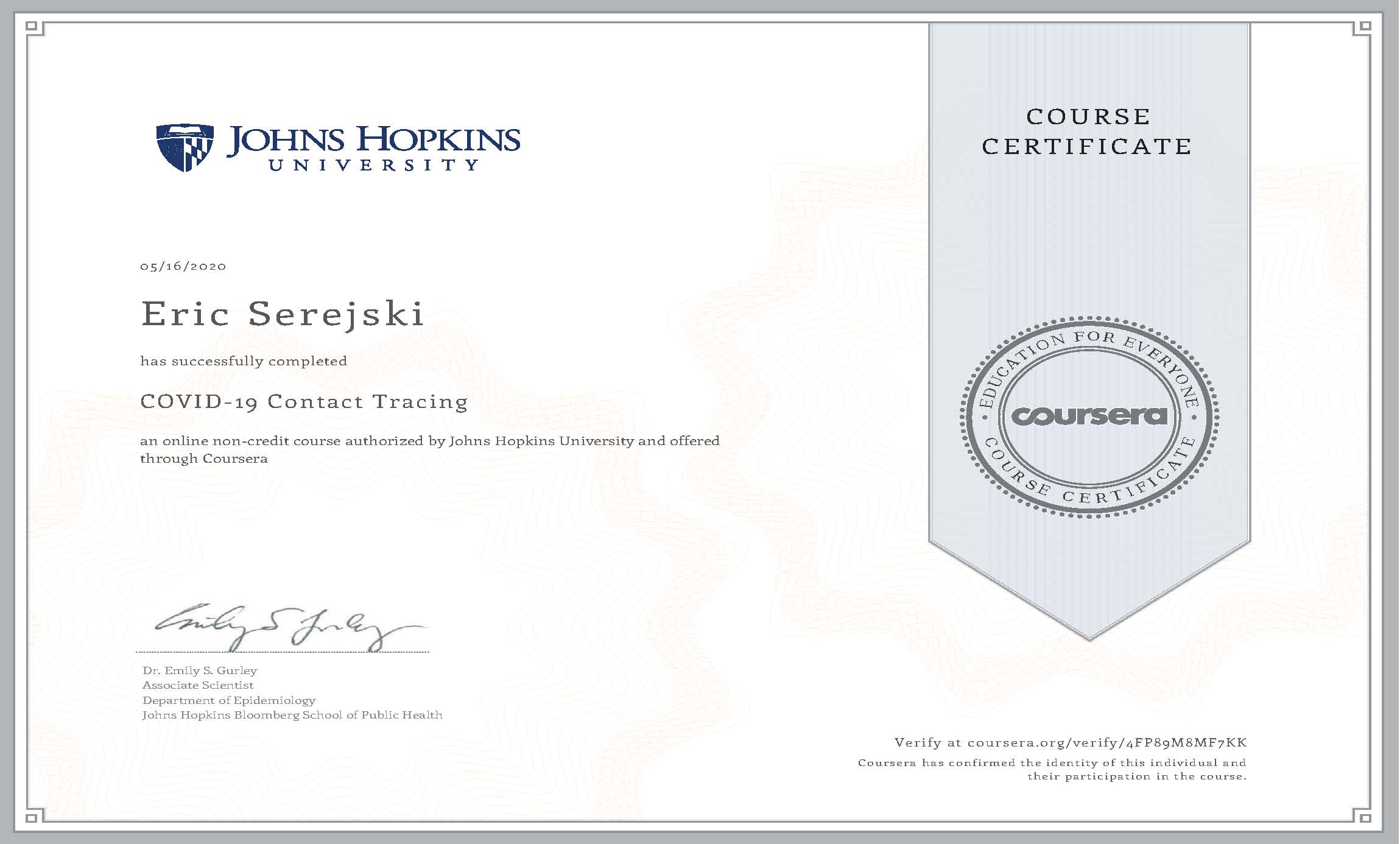 0516 COVID 19 Contact Tracing Certificate